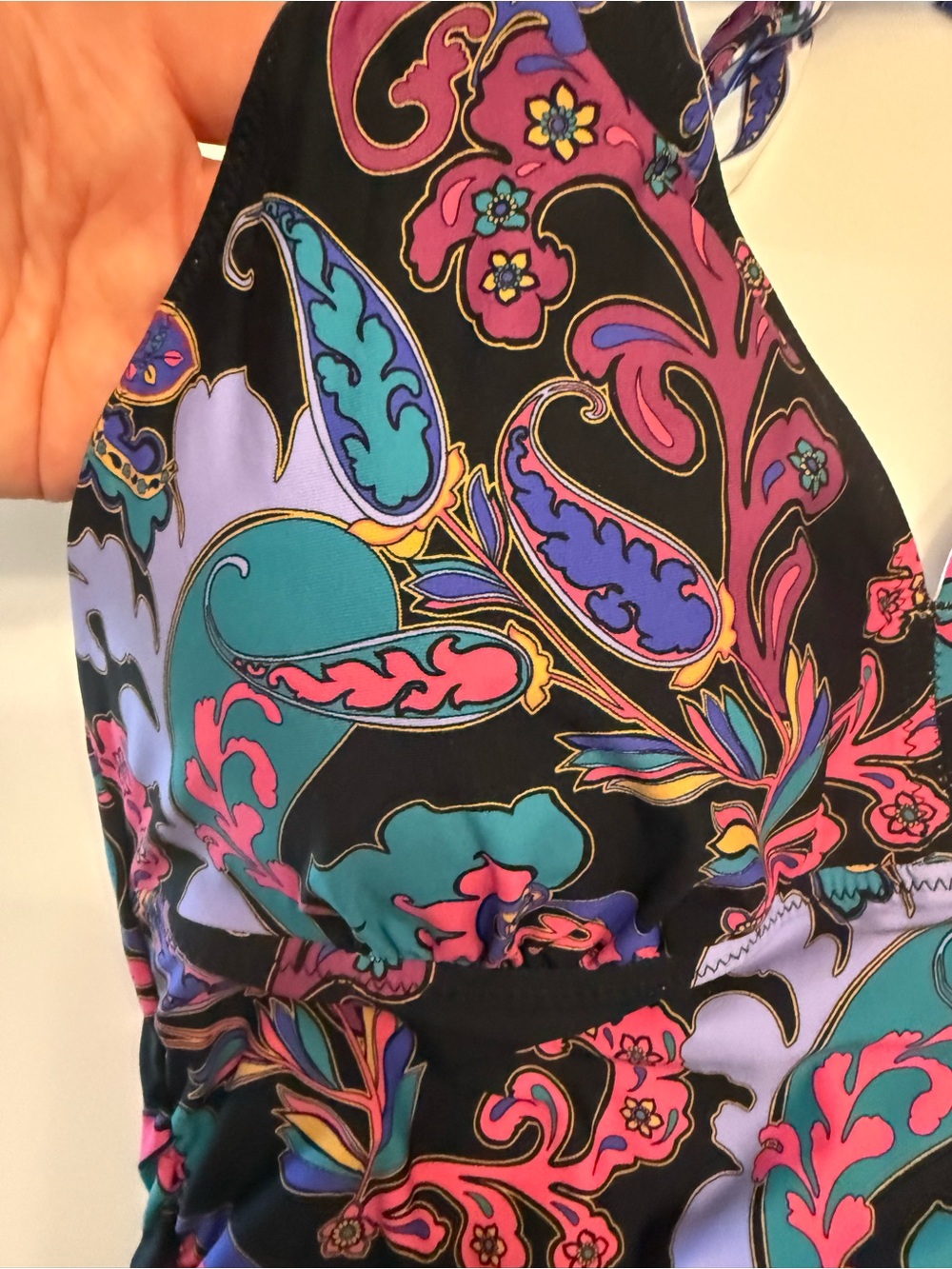 NEW JOHNNY WAS reversible halter ruched tankini in fatima Size Large - Picture 3 of 8